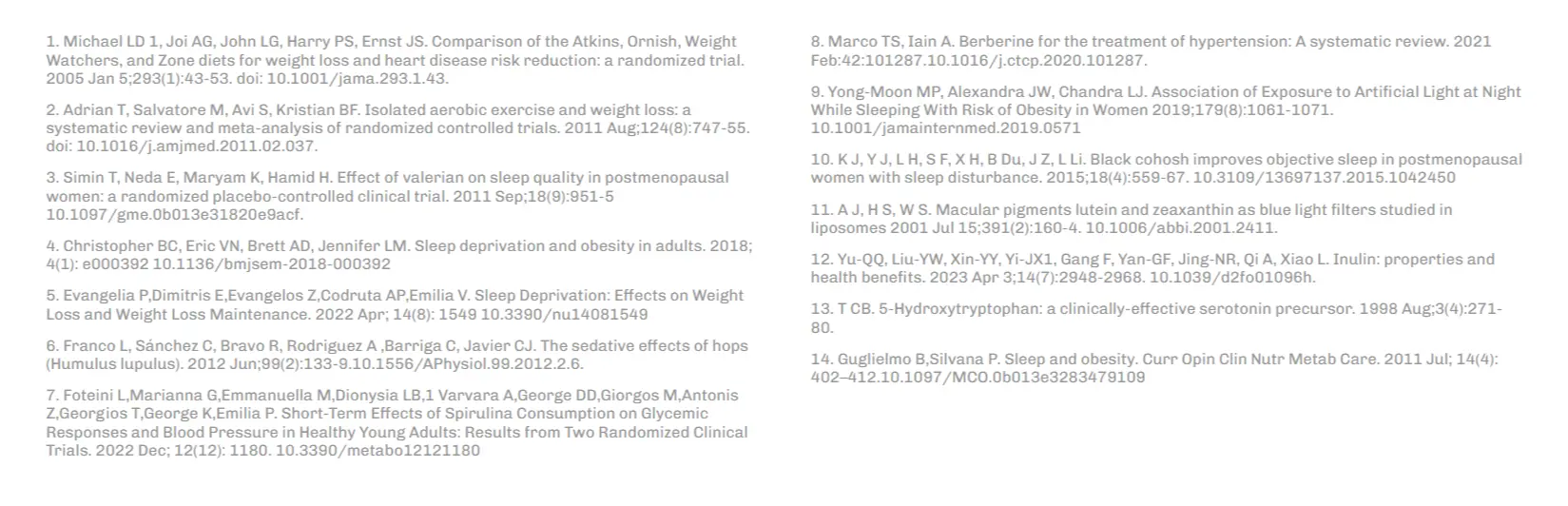 Sleep lean scientific reference